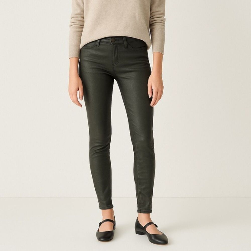 J Brand Jeans Coated Pine Green Skinny Low Rise Denim Size 28 | 6 2010s Fashion